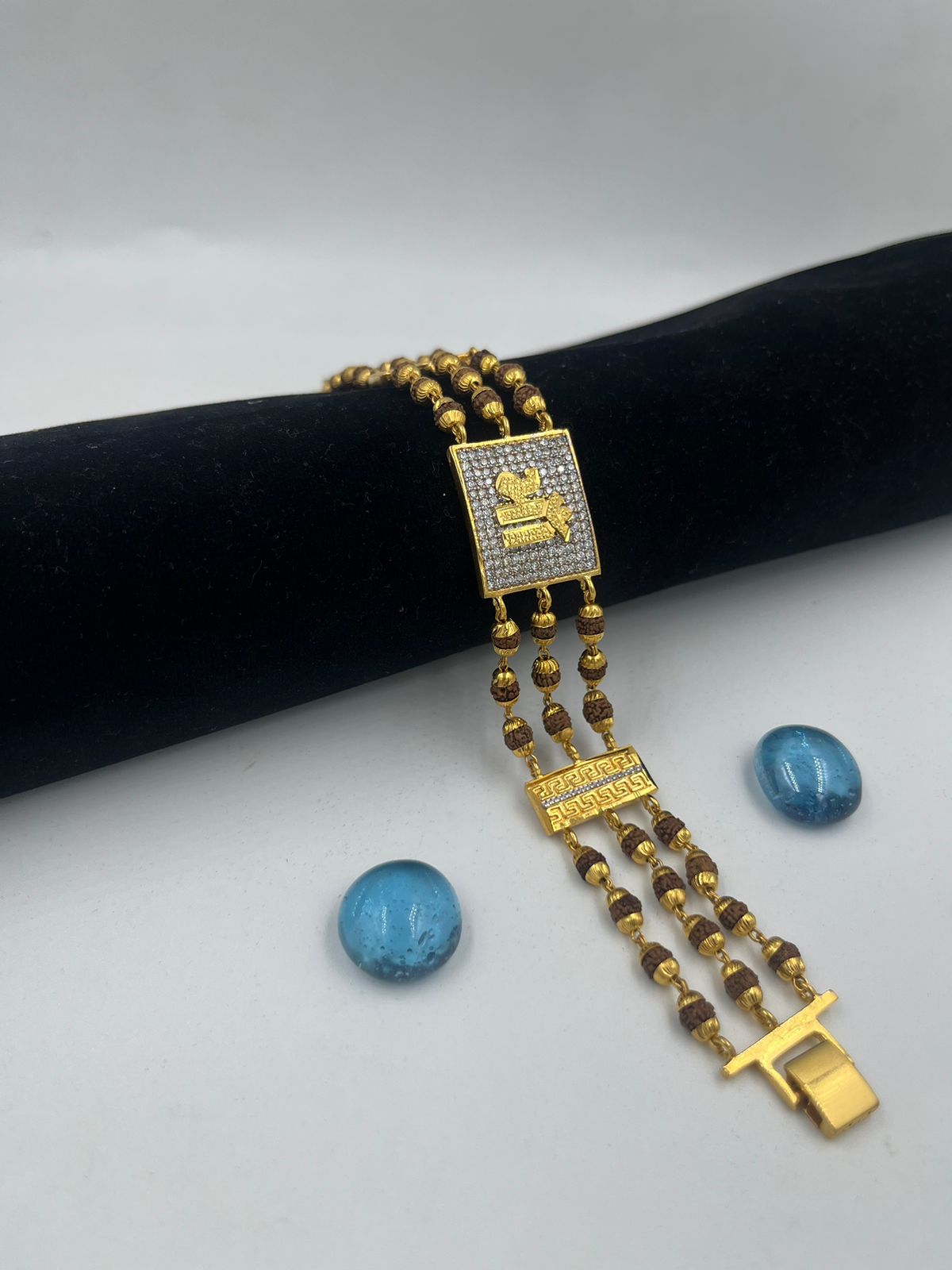 Gold Plated Rudraksha Bracelet For Men - Getmahadevproducts